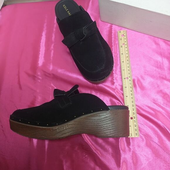 Womens SZ 10B Cole Haan CloudFeel All Day Bow Clogs - Black Suede, [W25917] - Picture 10 of 11